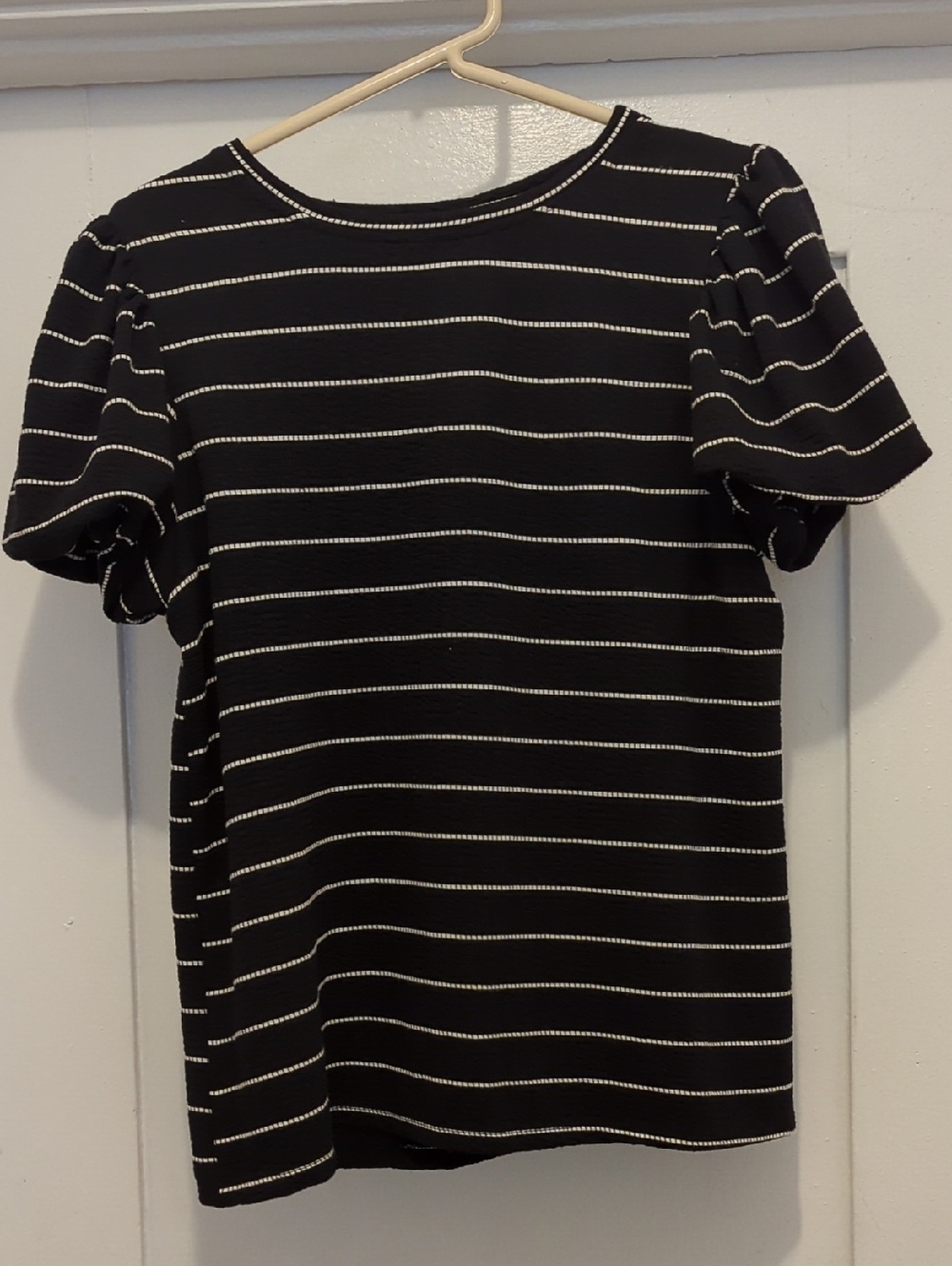 Hayden Black and White Striped Puff-Sleeve Top